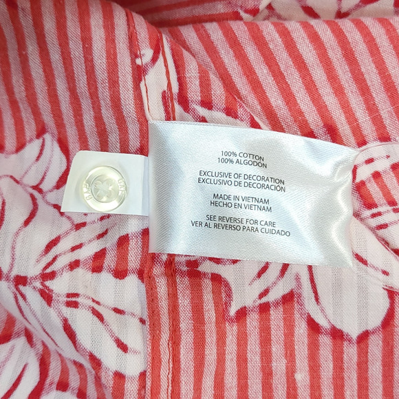 Gap Hawaiian Seersucker Button Up Shirt Floral Cotton Men M White Red Travel - Picture 10 of 12